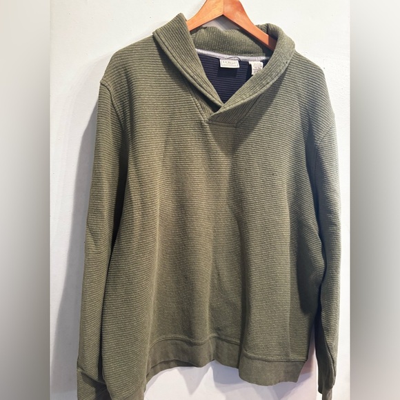 L.L. Bean Men's Forest Green Zip-Up Sweater quilted textured winter - Picture 8 of 13